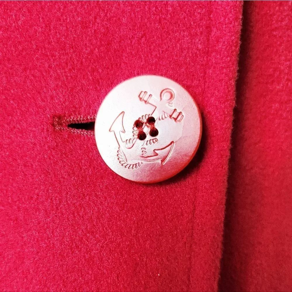 L.L. Bean Wool Cashmere Double Breasted Peacoat Coat Womens Red Size 14
